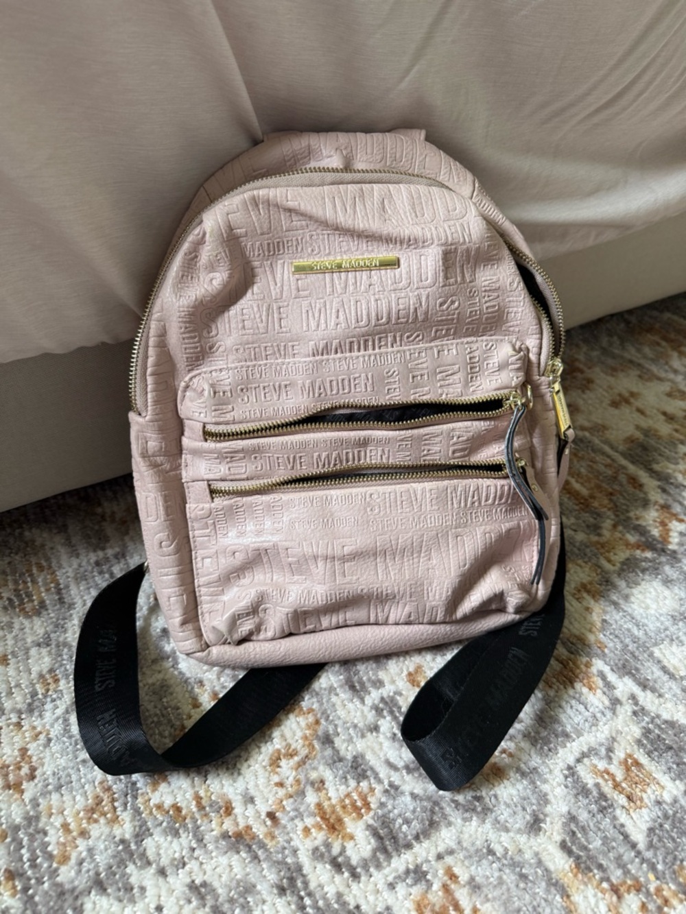 Steve Madden Pale Pink Embossed Logo Mini Backpack